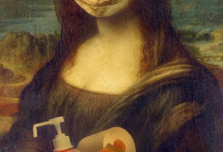 Mona Lisa - Woman in Brown Dress Holding White Plastic Bottle Painting